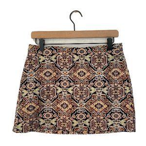 Zara Trafaluc Tapestry Metallic Micro Mini Skirt